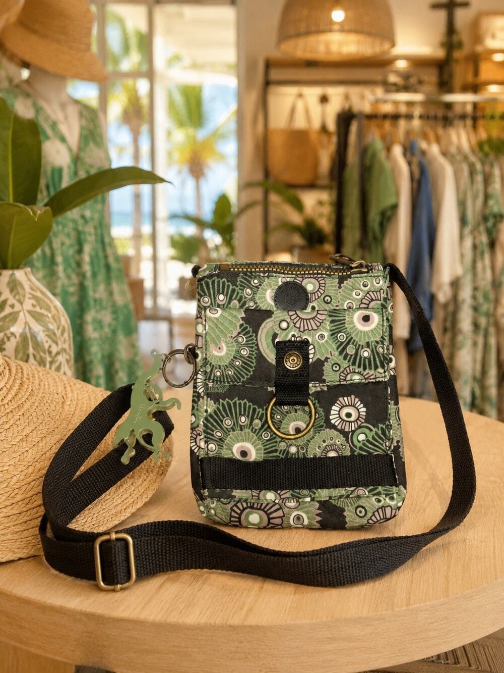 Kipling Forest Whimsical Green Crossbody Bag Monkey Charm Travel Organizer Fun
